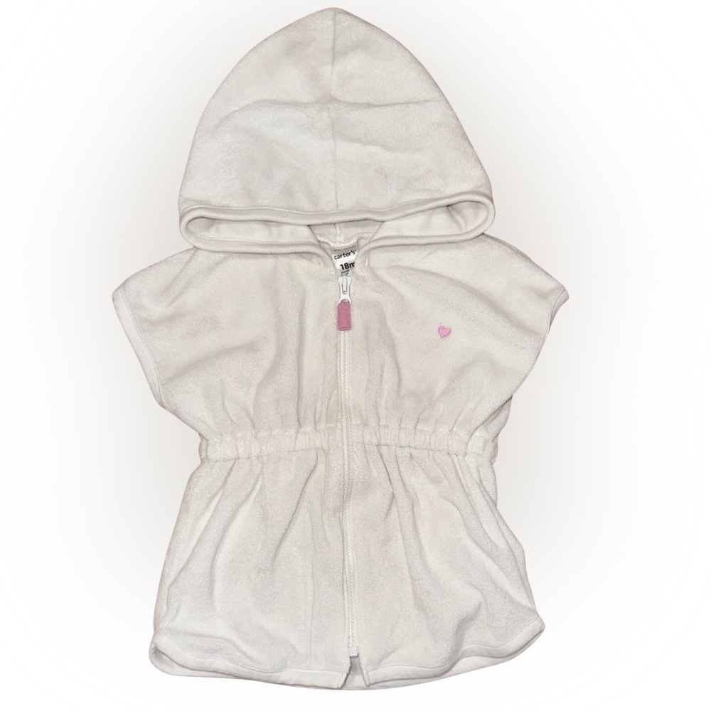 Carter's White Hooded Zip-Up Swim Coverup